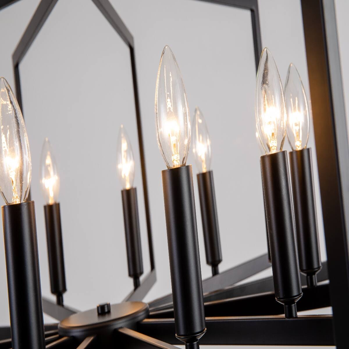 Alt View 8. Loheer - Loheer 12 Light Metal Lantern Chandelier Matte Black Tiered Pendant for Dining Room.
