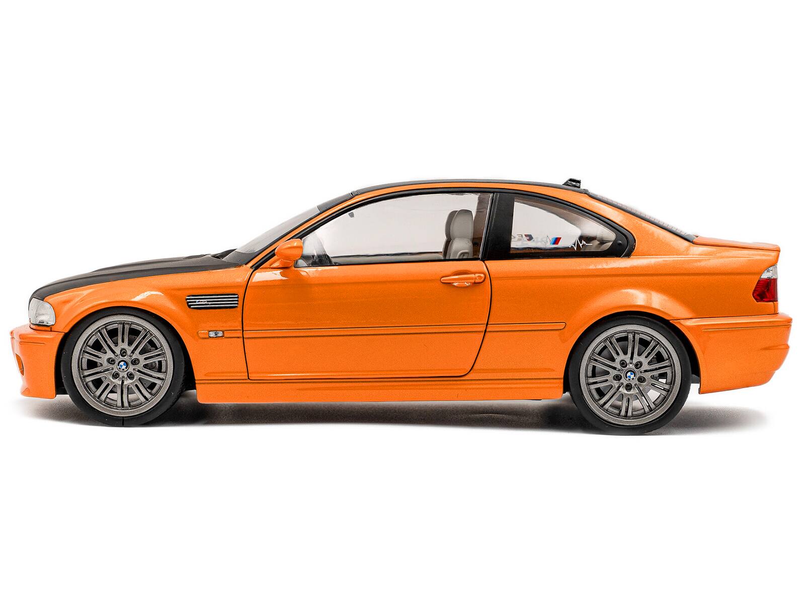 Alt View 2. Solido - 2000 BMW E46 M3 "Solido Works" Orange Metallic with Matt Black Hood and Carbon Top 1/18 Diecast Model Car by Solido.