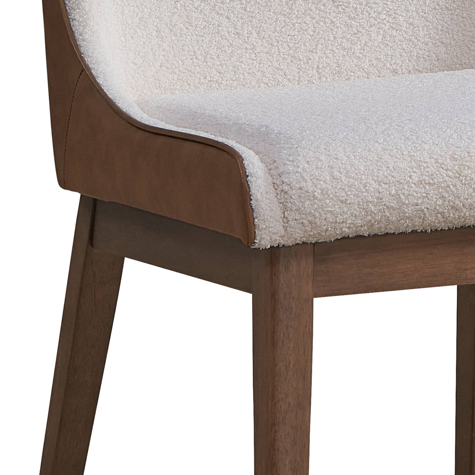Alt View 1. GOODSILO - Elegant Boucle and Velvet Upholstered Dining Chair with Walnut Finish, Set of 2 - Walnut.