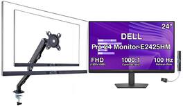 Dell - Pro 24 24" IPS Monitor, 5ms Response Time, Anti-Glare, VGA, HDMI (E2425HM) w/DKZ Hub & Single Mount Arm - Black
