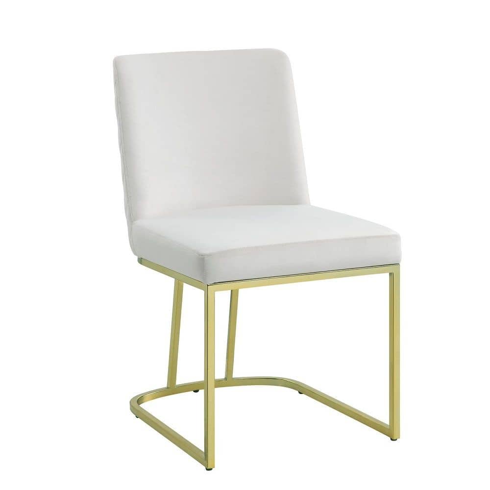 Manhattan Lane - 24 Inch Side Dining Chair Set of 2, Soft Off White Velvet, Gold Metal Base - Off White, Gold