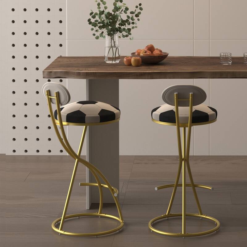 Alt View 1. HTUTWOO - Bar Stools Set of 2, Football Print Upholstered Counter Height Barstools, for Kitchen Island, Home Bar & Game Room - White.