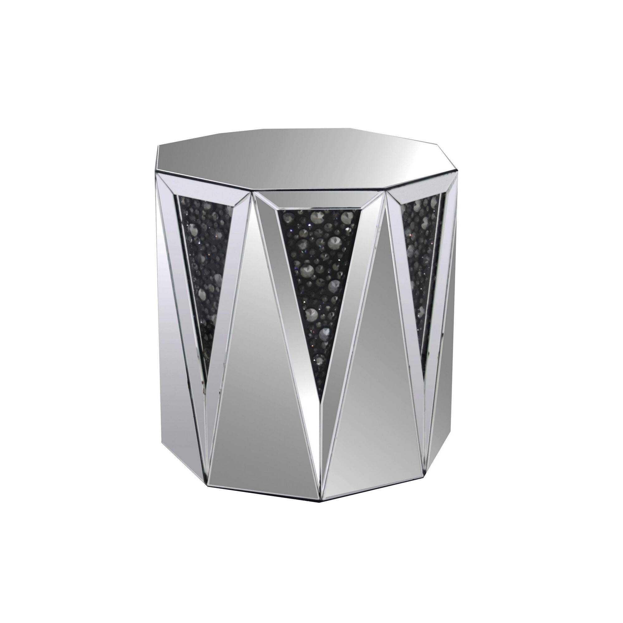 Front. Manhattan Lane - End Table With Octagonal Mirrored Top - Clear.