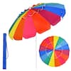 Front. Costway - Costway 8 FT Beach Umbrella Outdoor Tilt Sunshade Sand Anchor W/Carry Bag Rainbow - Rainbow.