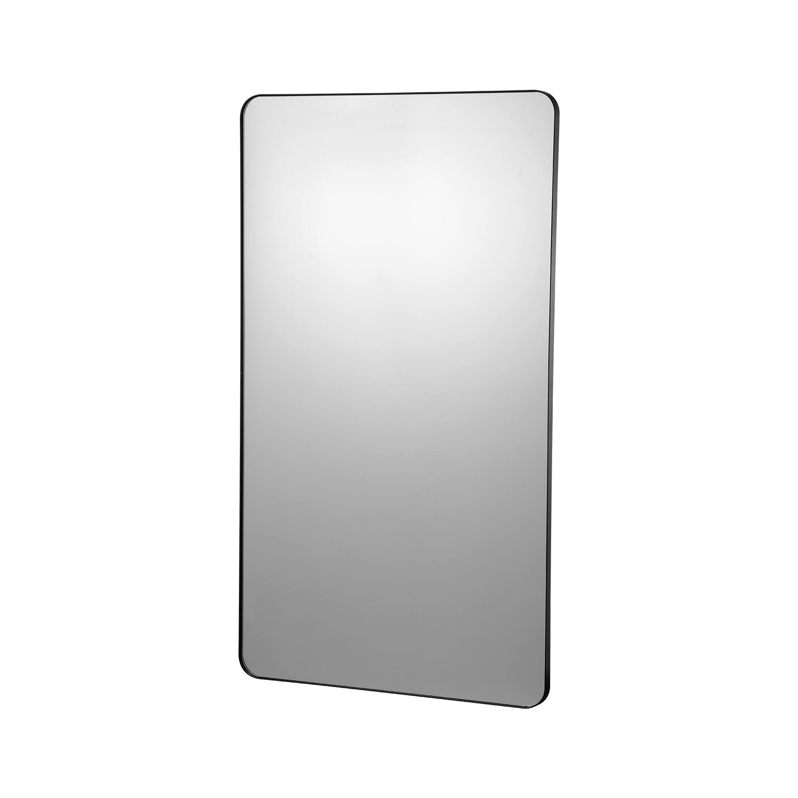 Front. VEVOR - Wall Mounted Makeup Mirror, 0.15" Thick, 30" x 48" Mirror with Aluminium Alloy Frame & Explosion-Proof Film - Black.