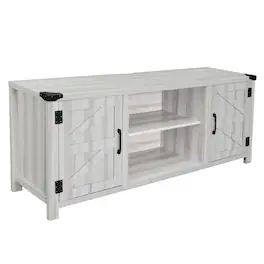 Flash Furniture - Charlotte Modern Farmhouse Barn Door TV Stand in Light for TV's up to 65 Inches - 58 Inch Industrial Entertainment - Gray