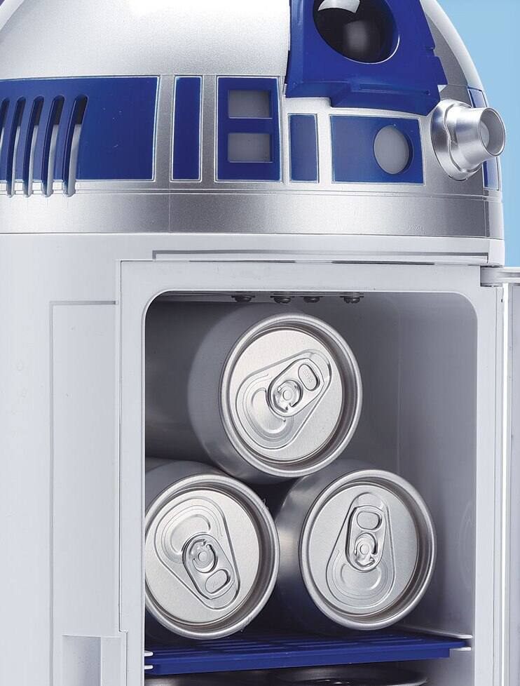 Back. Star Wars - Ukonic Star Wars R2-D2 Mini Fridge 18" 4.5 Liter Portable Refrigerator - White.