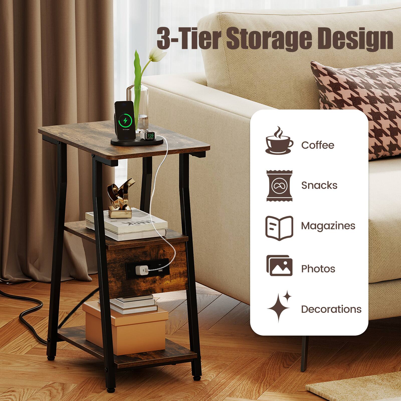 3-Tier Storage Design

- Coffee
- Snacks
- Magazines
- Photos
- Decorations