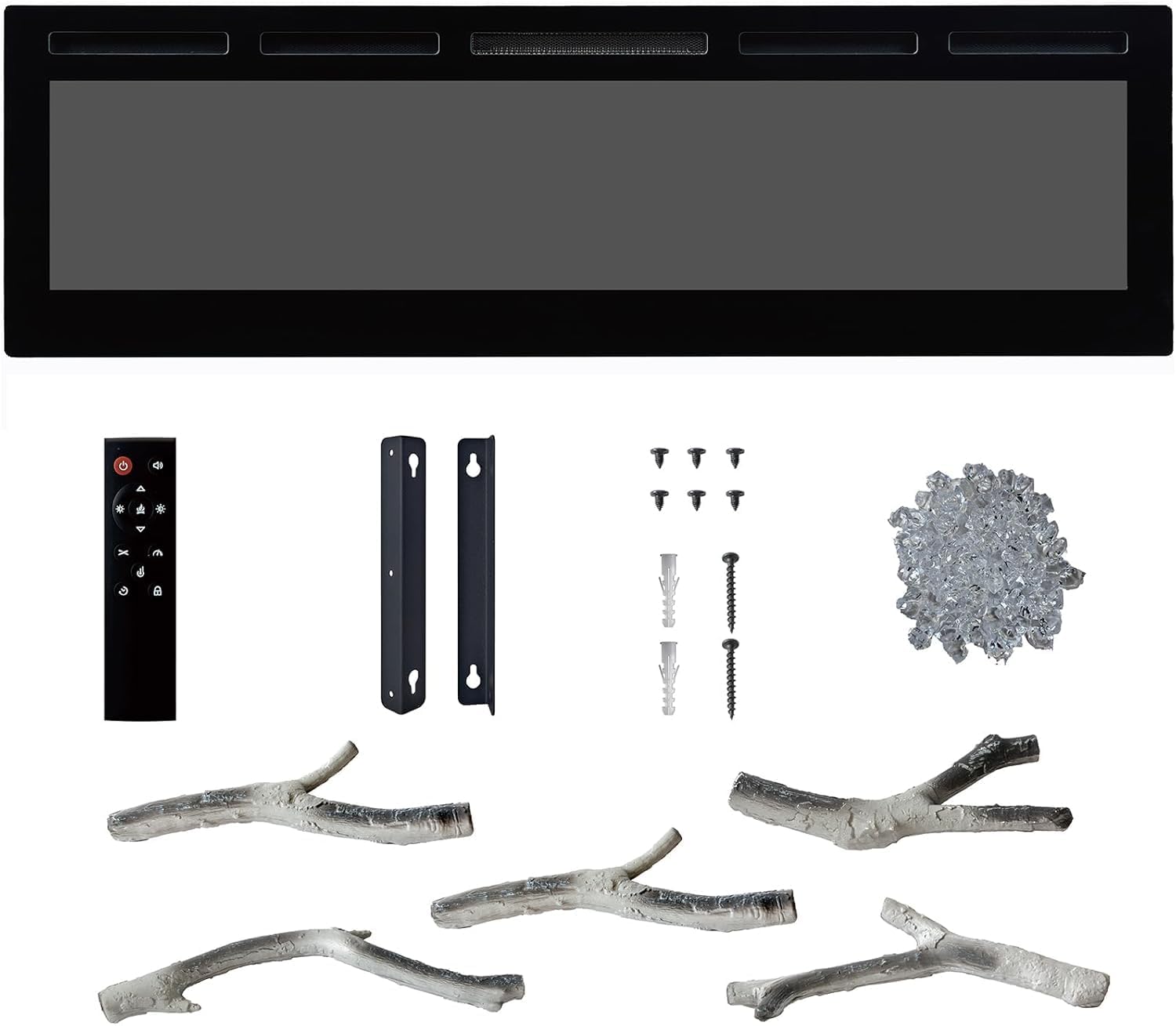 Alt View 4. GARVEE - 70" Built-In & Wall-Mounted Electric Fireplace, WiFi & Alexa and Remote Control, 13 Flames, Infrared 750/1500W Heater - Black.