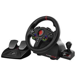 Subsonic - 220 RS-X Racing Wheel with Gearshift, Pedal Set, Dual LED Sticks for PS4, Xbox One, Xbox Series XS, Switch, PC - Black