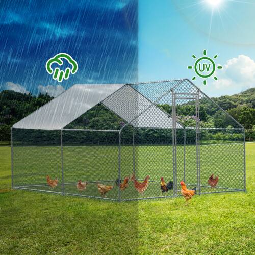 Alt View 5. Winado - 10 x 10FT Metal Walk In Chicken Coop Run Cage Rabbit Hutch Hen House Enclosure.