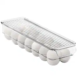 Sorbus - Plastic Egg Holder with Lid, Holds 14 eggs for Fridge, Pantry, BPA-Free - Clear