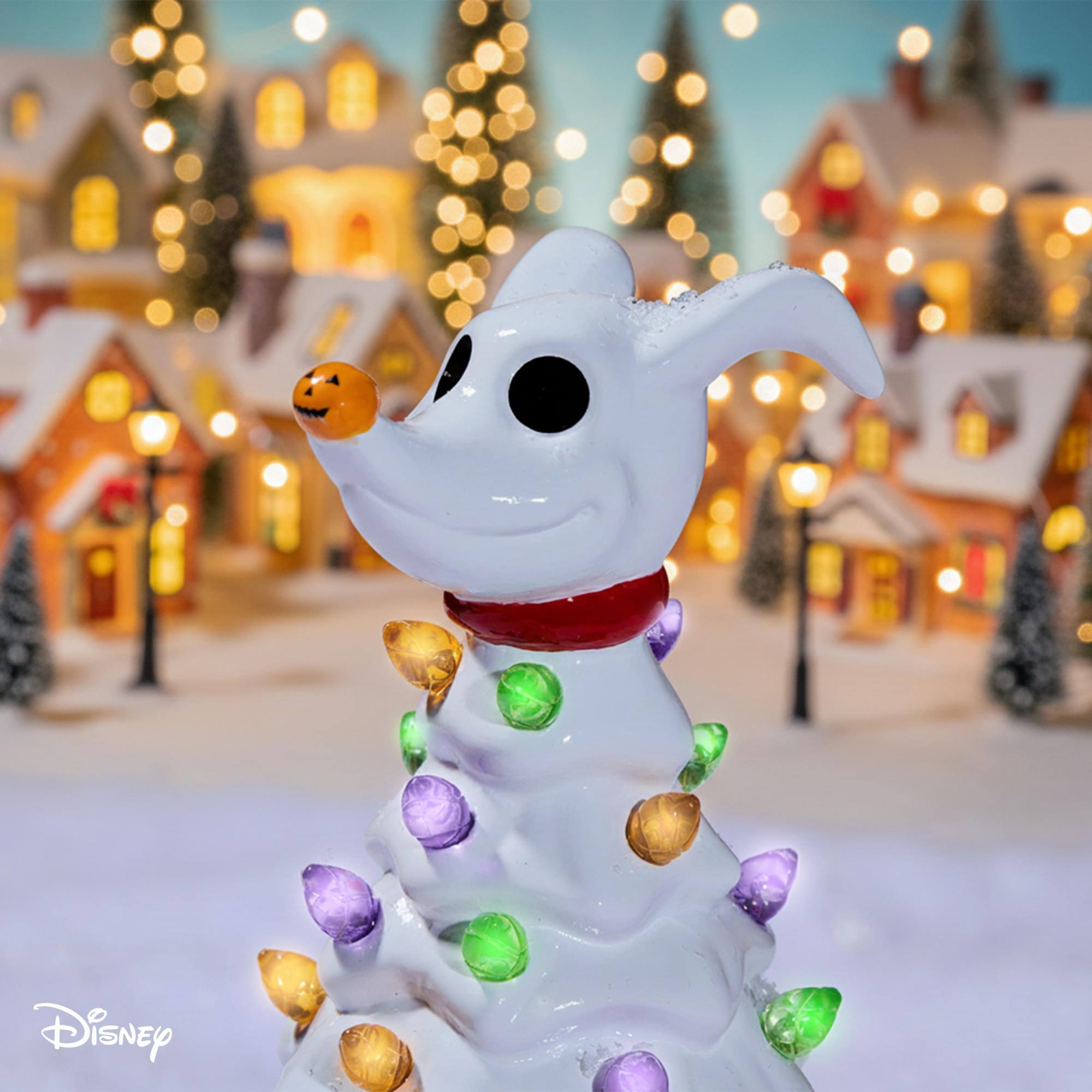 Alt View 4. Ukonic - Disney The Nightmare Before Christmas Zero Light-Up Ceramic Christmas Tree - White.