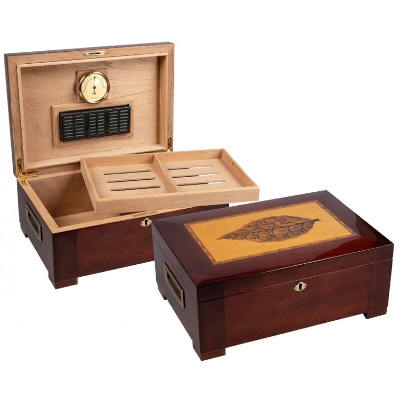 Front. Prestige - Santa Barbara Cigar Humidor - Elegant High Lacquer Finish.