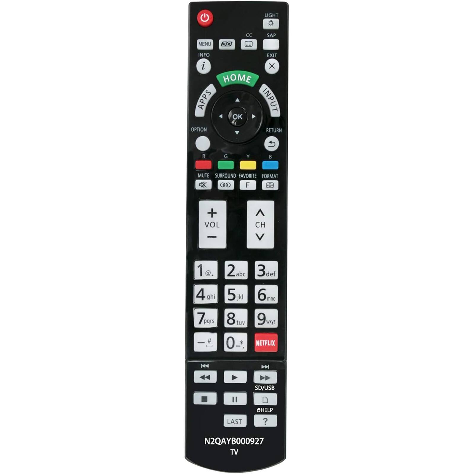 ZdalaMit - N2QAYB000927 Remote Sub N2QAYB000862 for Panasonic Viera LCD HDTV TC-58AX800U TC-65AX800U TC-65AX900U TC-85AX850U - Black