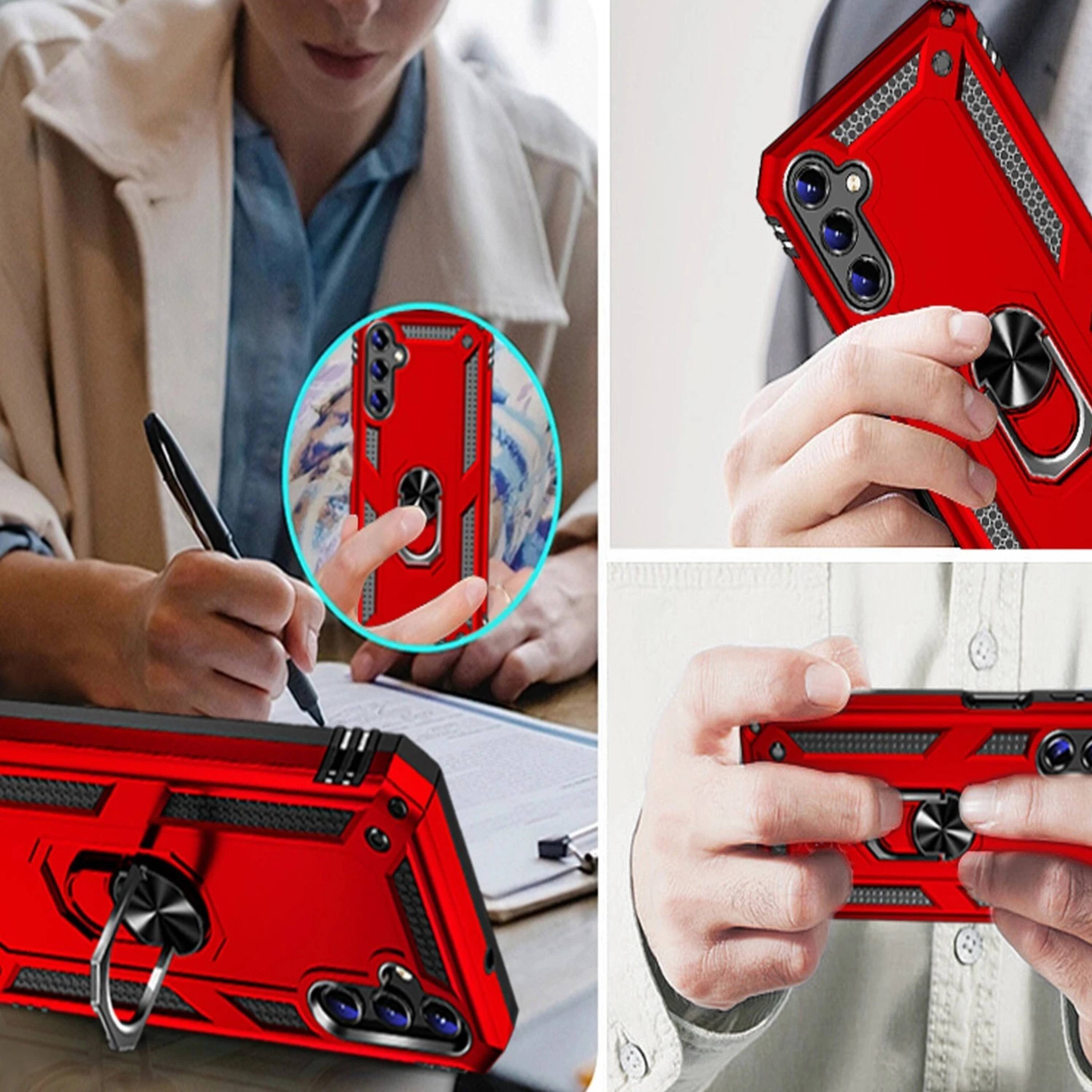 Back. Kitcheniva - Samsung Galaxy A17 5G Protective Case Phone Cover and Screen Protector Set Red - Red.