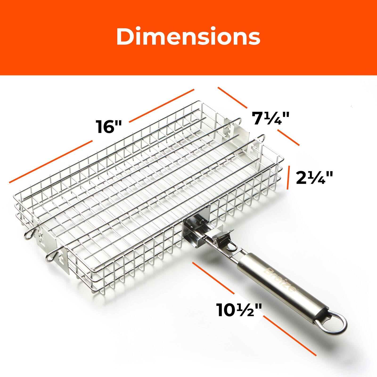 Dimensions: 16" x 7 1/4" x 2 1/4"  
Braize: 10 1/2"