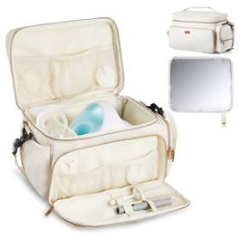 VEVOR - Breast Pump Bag, Breast Feeding Bag with Waterproof Mat, Fits for S1/S2, Pumping Accessories & Breastmilk Storage - Beige