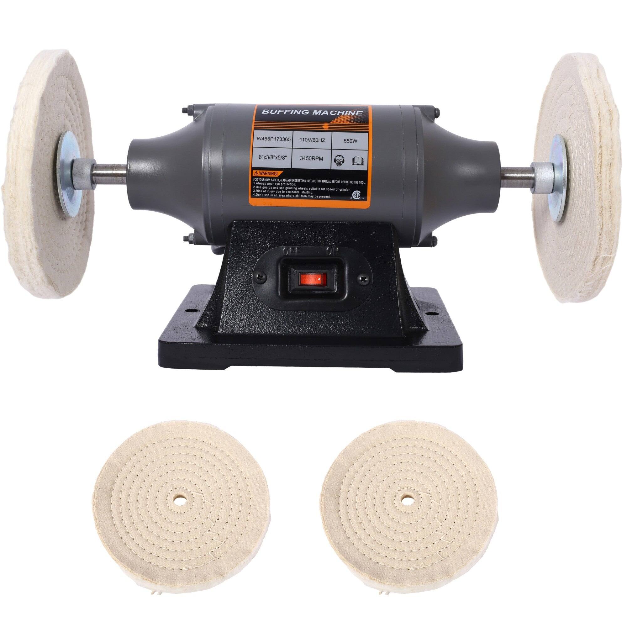 BUFFING MACHINE  
W65FP173365  
110V/60Hz  
550W  
6" x 3/8" x 1/2"  
3450 RPM  

WARNING:  
DO NOT OPERATE WITHOUT DISCS ATTACHED.  
DO NOT OPERATE WITHOUT DISCS ATTACHED.  
DO NOT OPERATE WITHOUT DISCS ATTACHED.  
DO NOT OPERATE WITHOUT DISCS ATTACHED.  
DO NOT OPERATE WITHOUT DISCS ATTACHED.  
DO NOT OPERATE WITHOUT DISCS ATTACHED.  
DO NOT OPERATE WITHOUT DISCS ATTACHED.  
DO NOT OPERATE WITHOUT DISCS ATTACHED.  
DO NOT OPERATE WITHOUT DISCS ATTACHED.  
DO NOT OPERATE WITHOUT DISCS ATTACHED.  
DO NOT OPERATE WITHOUT DISCS ATTACHED.  
DO NOT OPERATE WITHOUT DISCS ATTACHED.  
DO NOT OPERATE WITHOUT DISCS ATTACHED.  
DO NOT OPERATE WITHOUT DISCS ATTACHED.  
DO NOT OPERATE WITHOUT DISCS ATTACHED.  
DO NOT OPERATE WITHOUT DISCS ATTACHED.  
DO NOT OPERATE WITHOUT DISCS ATTACHED.  
DO NOT OPERATE WITHOUT DISCS ATTACHED.  
DO NOT OPERATE WITHOUT