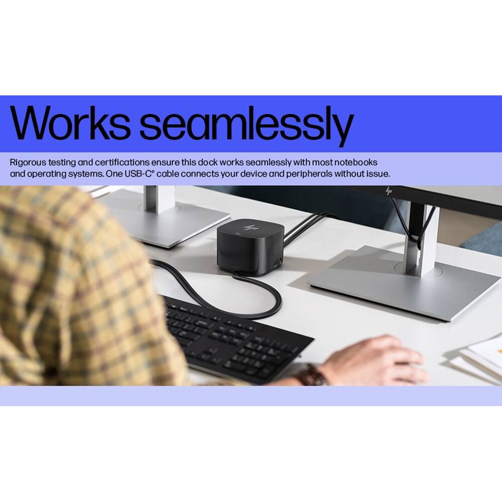 Works seamlessly

Rigorous testing and certifications ensure this dock works seamlessly with most notebooks and operating systems. One USB-C cable connects your device and peripherals without issue.