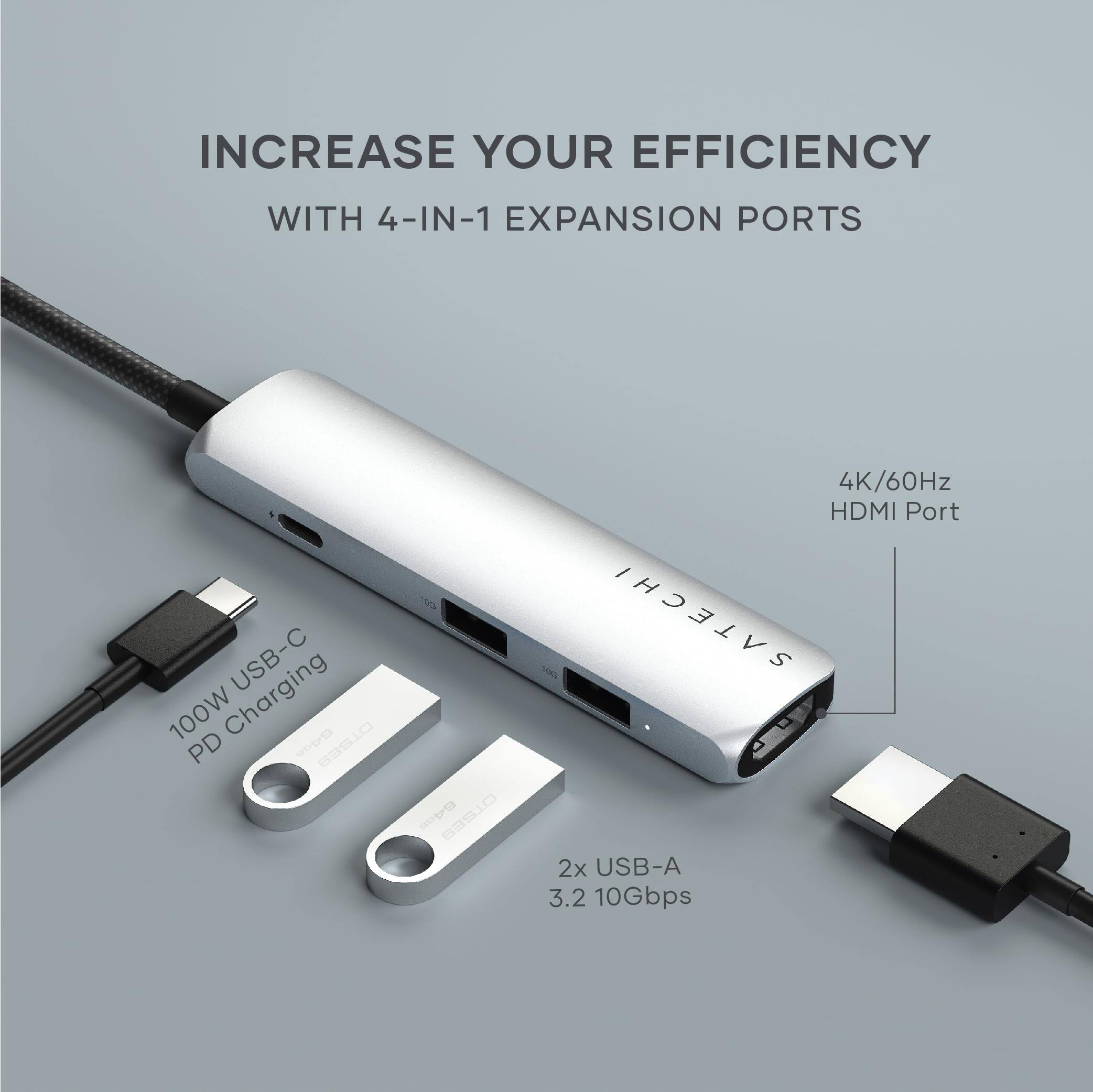 INCREASE YOUR EFFICIENCY WITH 4-IN-1 EXPANSION PORTS

- Charging USB-C 100W PD
- 4K/60Hz HDMI Port
- 2x USB-A 3.2 10Gbps