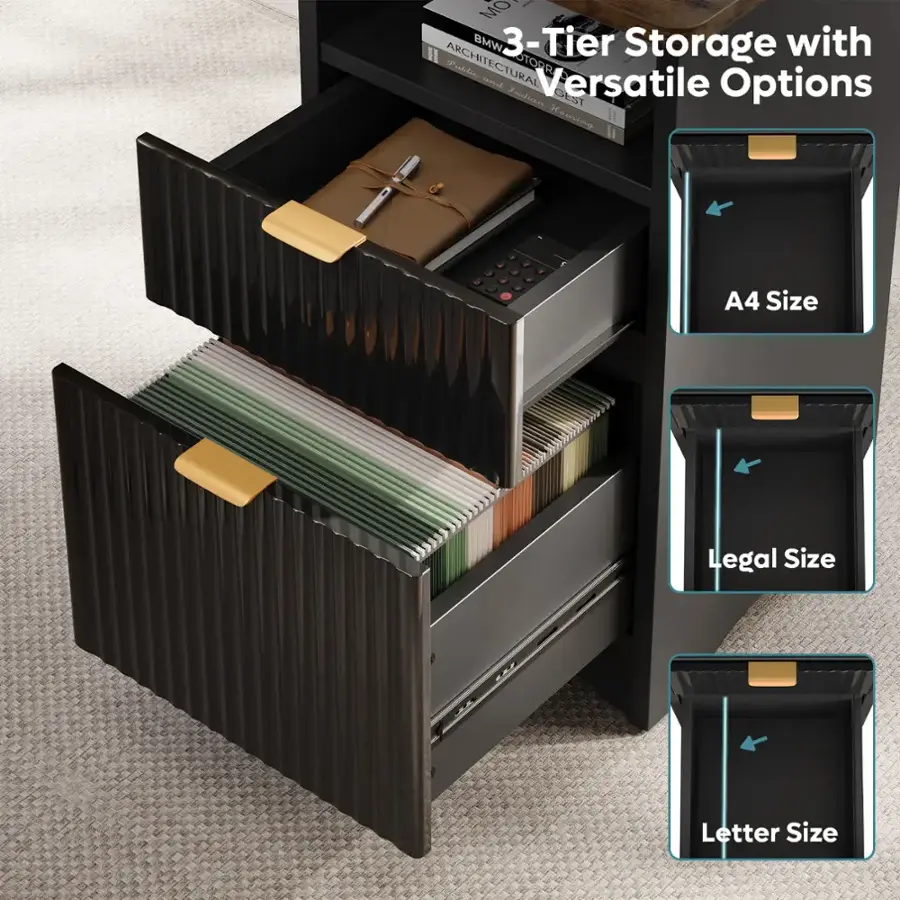 3-Tier Storage with Versatile Options:

1. A4 Size
2. Legal Size
3. Letter Size