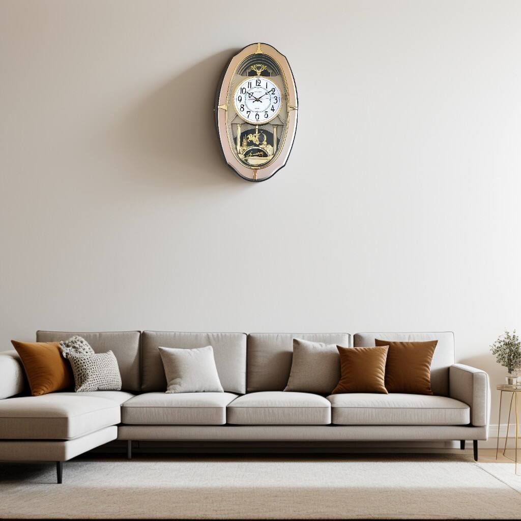Angle. FC Design - 20.5"H Gold & Beige Elegant Decorative Wall Clock - Timeless Charm - Multicolor.