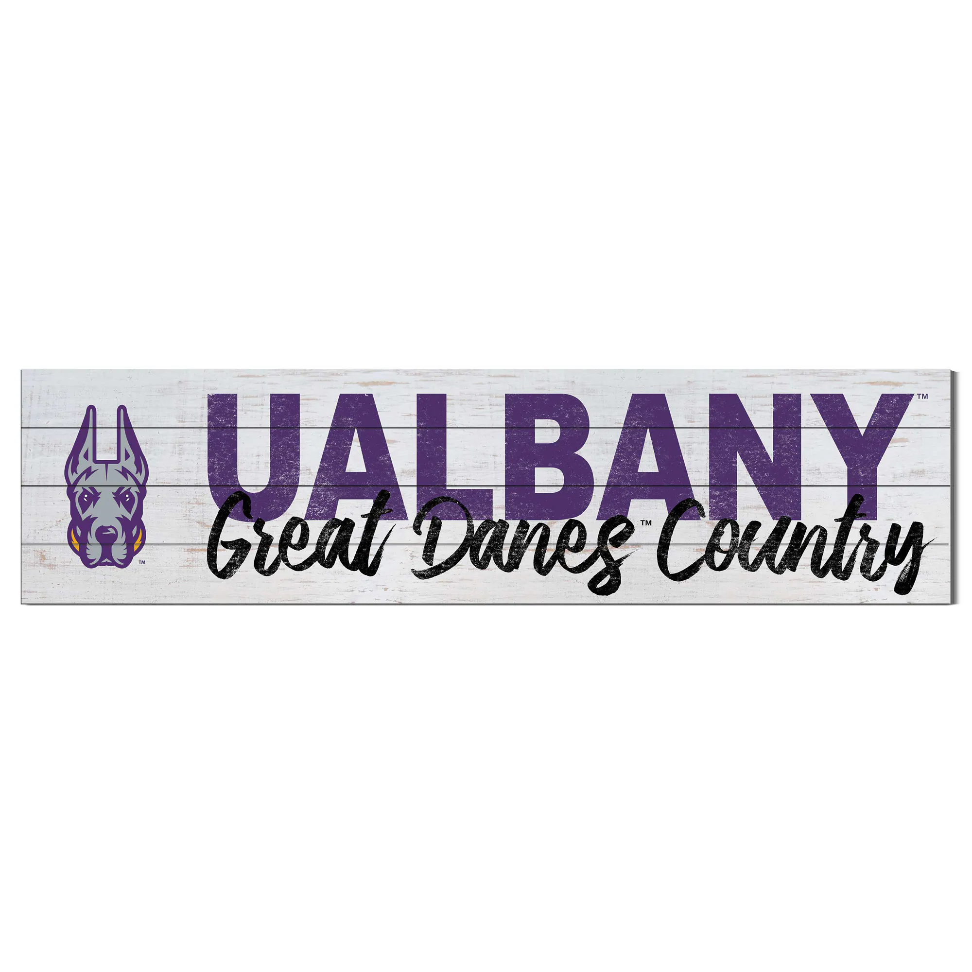 Jardine - UAlbany Great Danes 40'' x 10'' Logo Sign - White