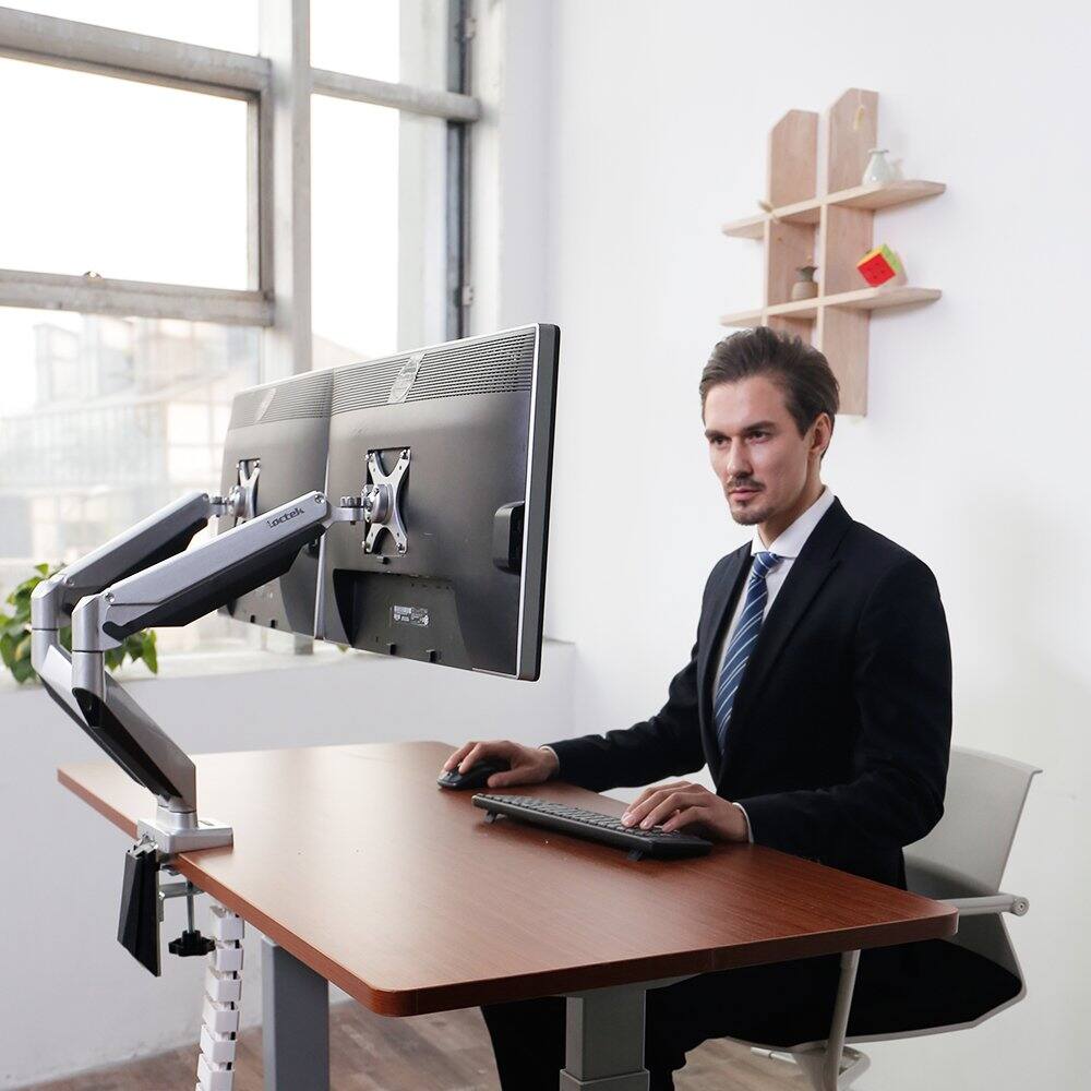 Alt View 5. FlexiSpot - Full Motion Heavy Duty Dual Mount up to 27" Monitors - Silver.