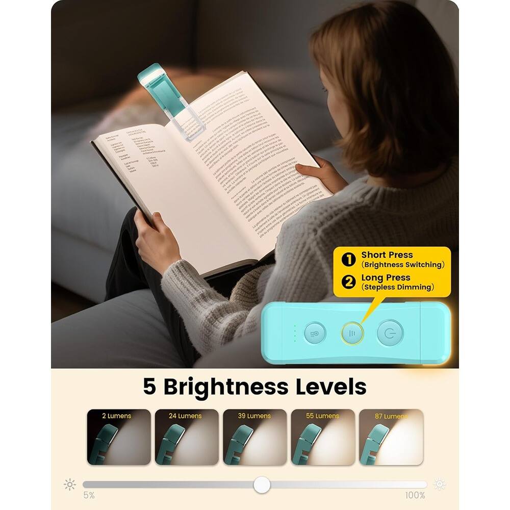 Short Press 1 (Brightness Switching)  
Long Press 2 (Stepless Dimming)  

5 Brightness Levels  
2 Lumens  
24 Lumens  
39 Lumens  
55 Lumens  
87 Lumens  

5%  
100%