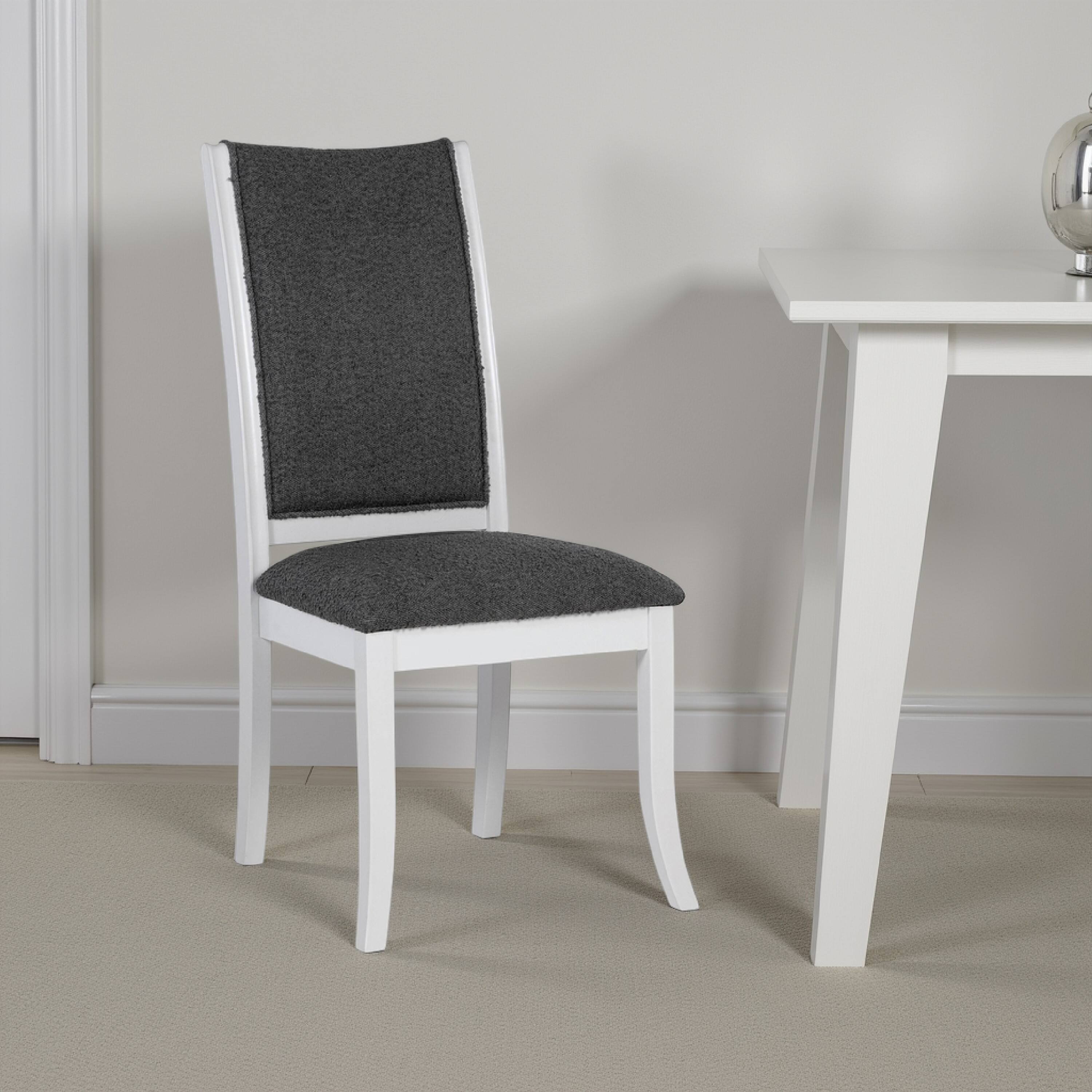 Alt View 5. Manhattan Lane - Judy Dining Side Chair Set of 2, Flared Legs, White Wood, Gray Fabric - White, Dark Gray.