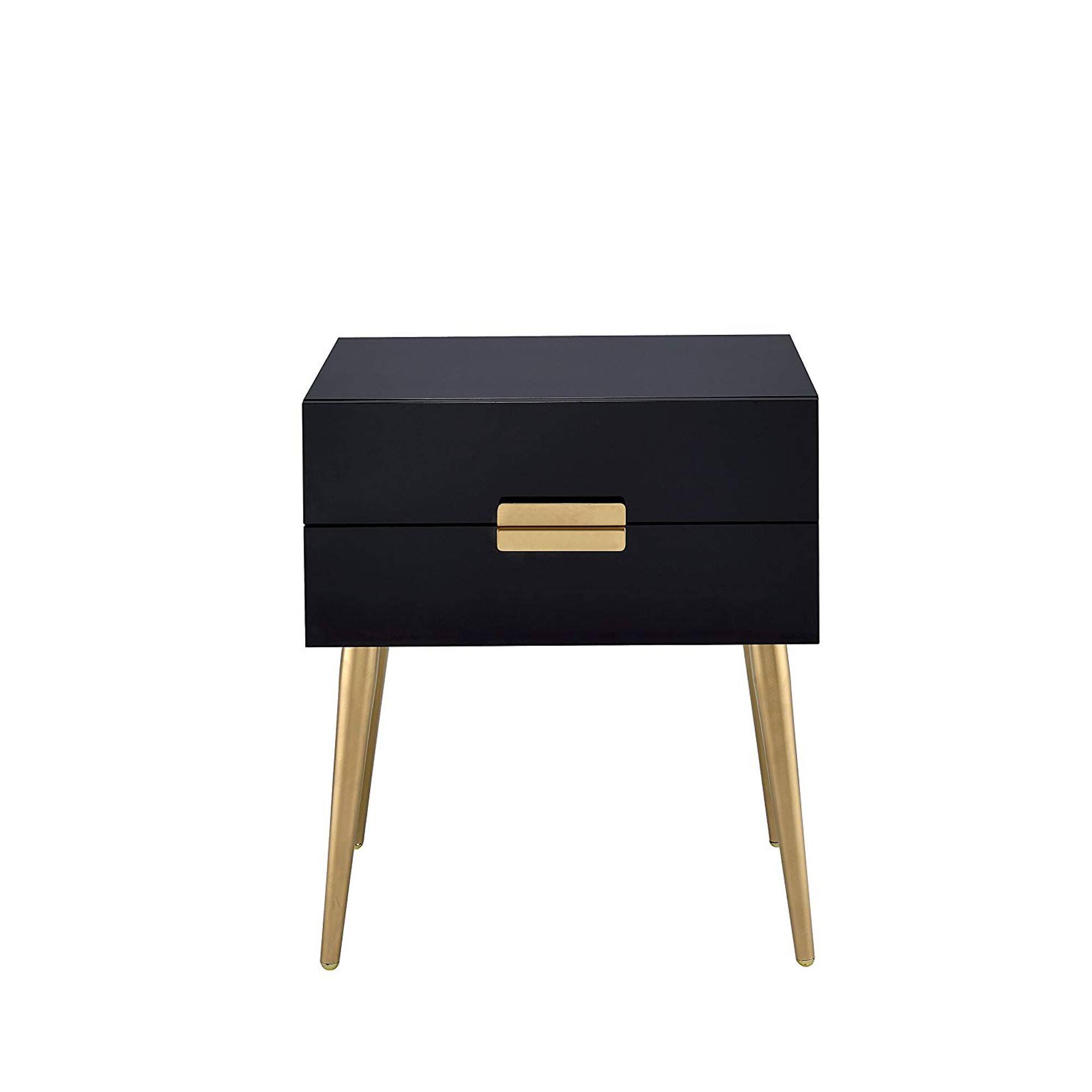 Alt View 1. Manhattan Lane - Denvor Square End Table with Drawers - Black & Gold.