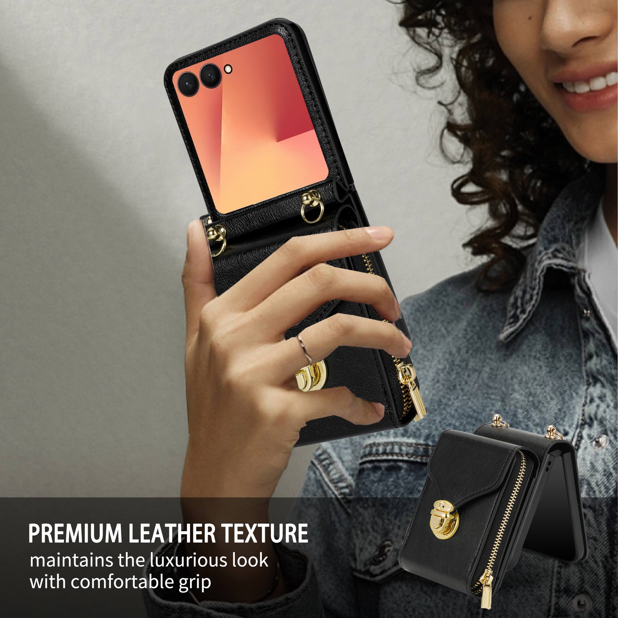 PREMIUM LEATHER TEXTURE maintains the luxurious look with comfortable grip