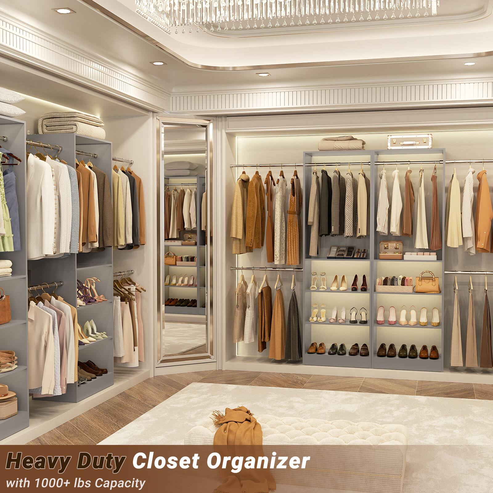 Heavy Duty Closet Organizer with 1000+ lbs Capacity