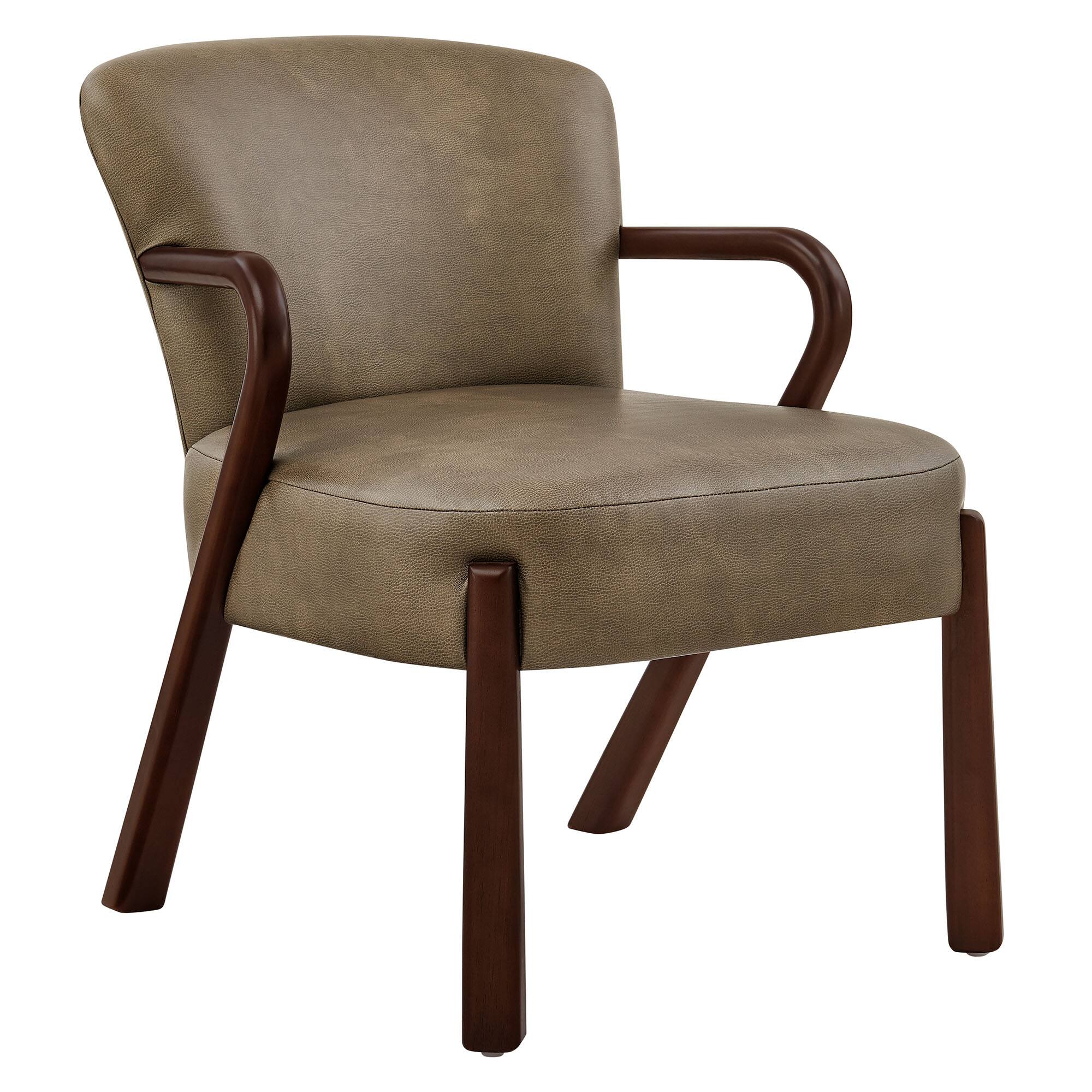 Angle. Modway - Arden Faux Leather Upholstered Accent Armchair by Modway - Mushroom.