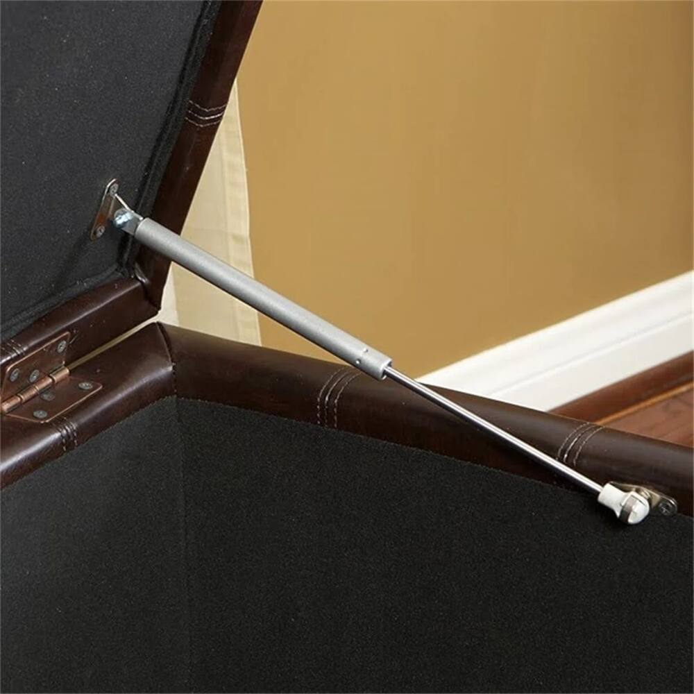 Alt View 3. PDTEND - Modern Dark Brown Upholstered Tufted PU Leather Storage Ottoman - Dark Brown.