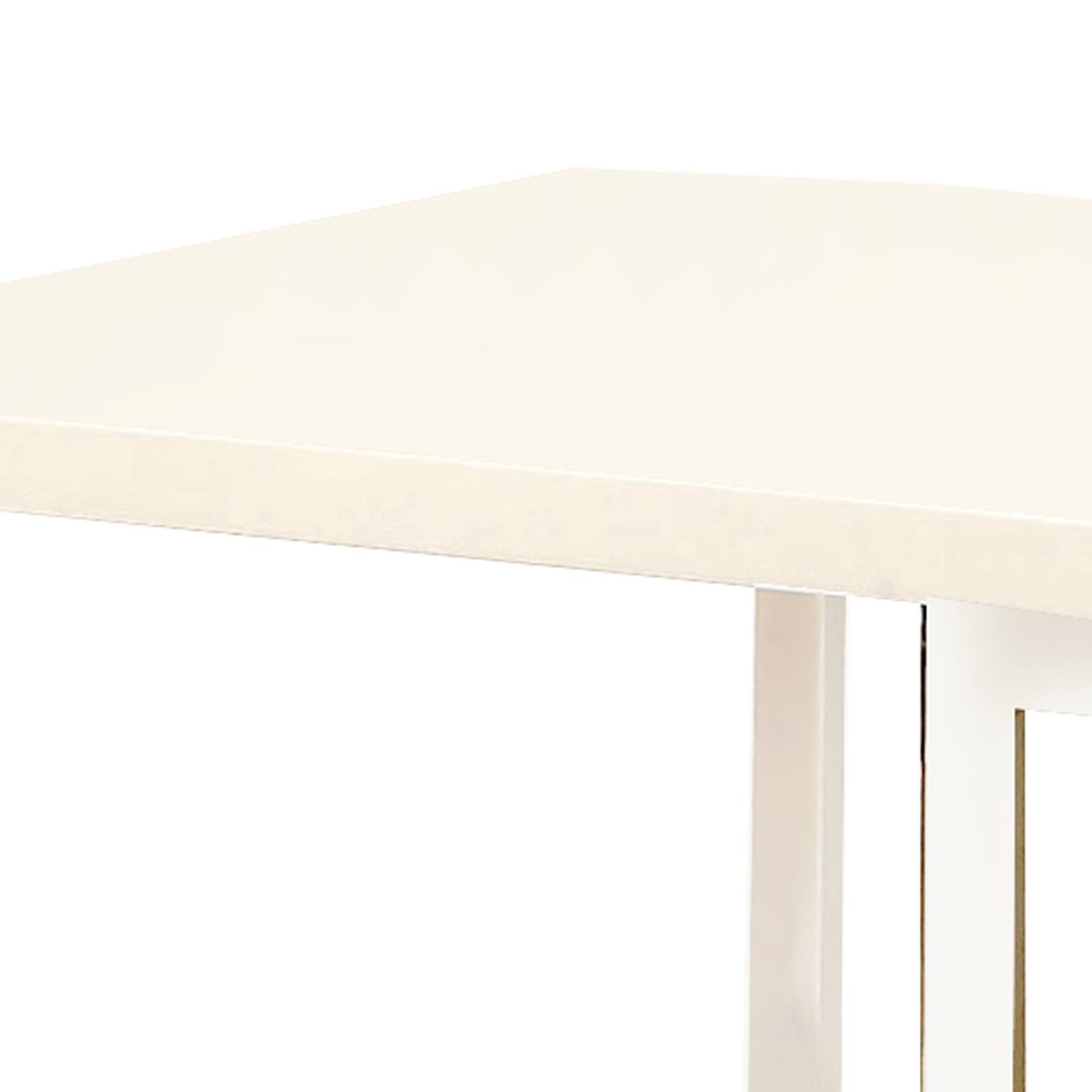 Alt View 2. Manhattan Lane - Contemporary End Table with C Shaped Metal Frame - Silver and White.