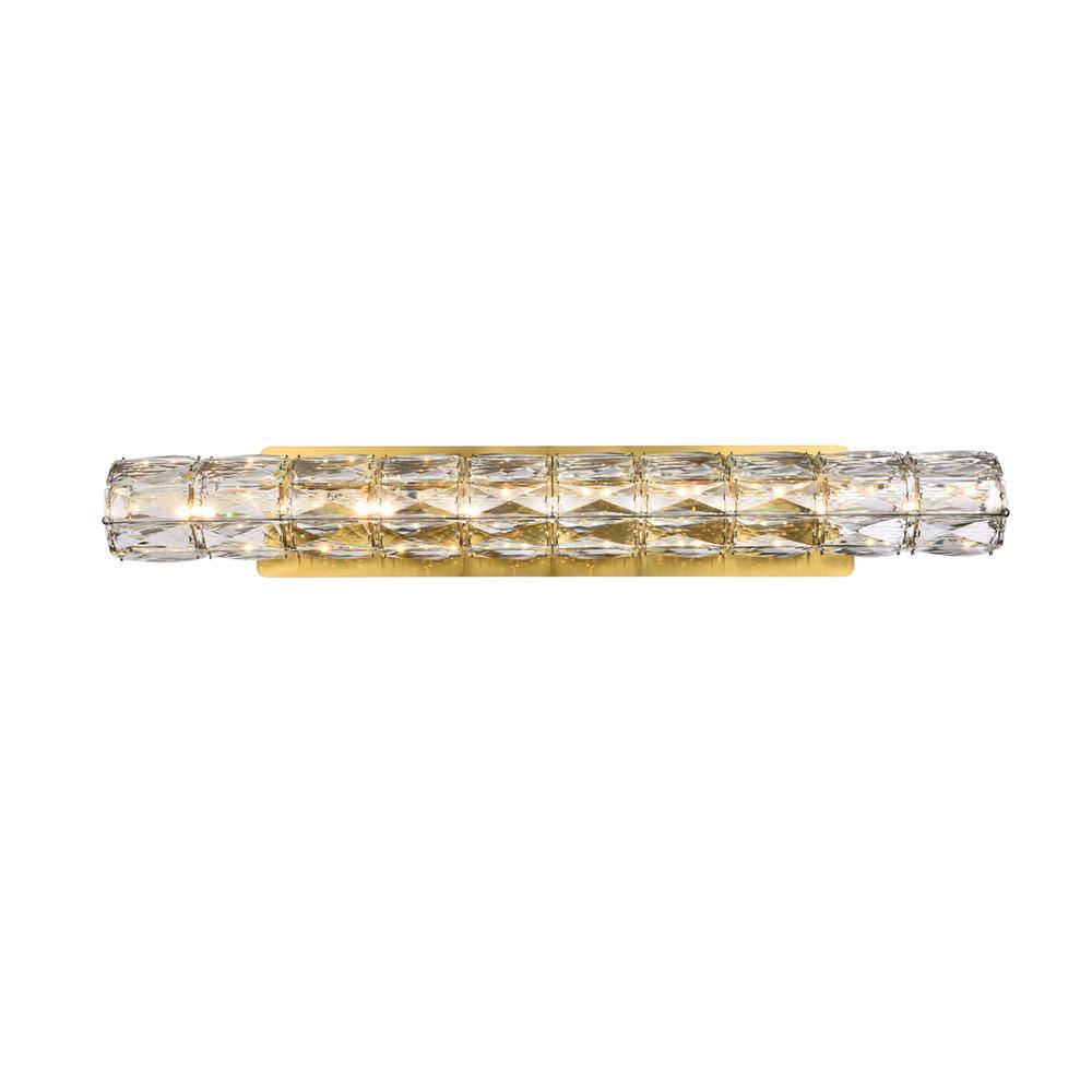 Angle. Elegant Lighting - Valetta 30 inch LED linear wall sconce in gold - Gold.