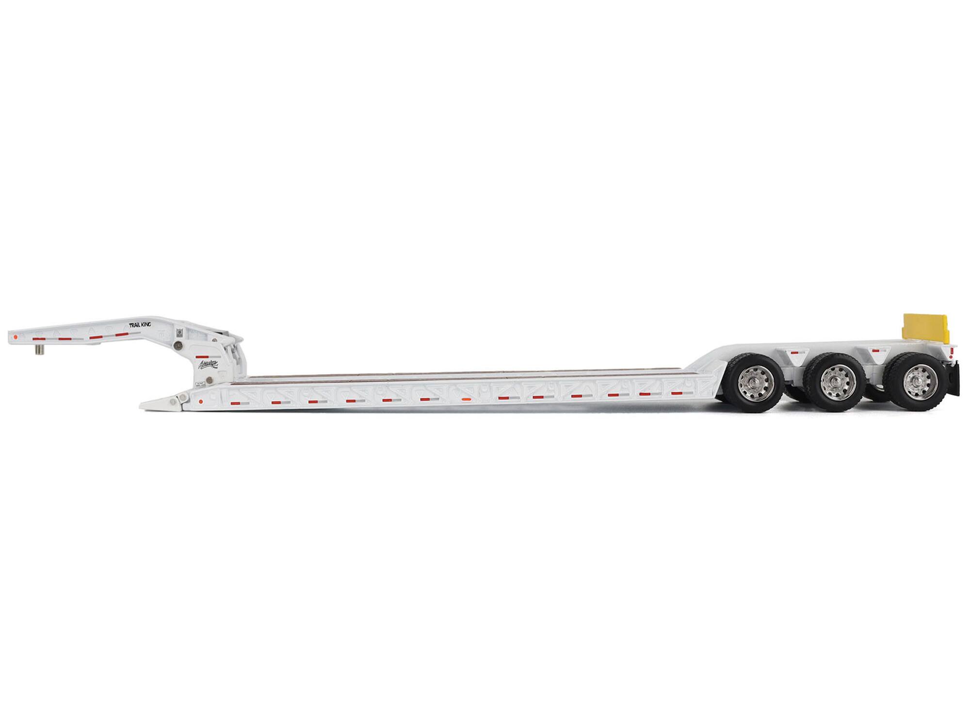 Alt View 2. Diecast Masters - Trail King TK120 Hydraulic Detachable Gooseneck Lowboy Trailer White "Transport Series" 1/50 Model by Diecast Masters.