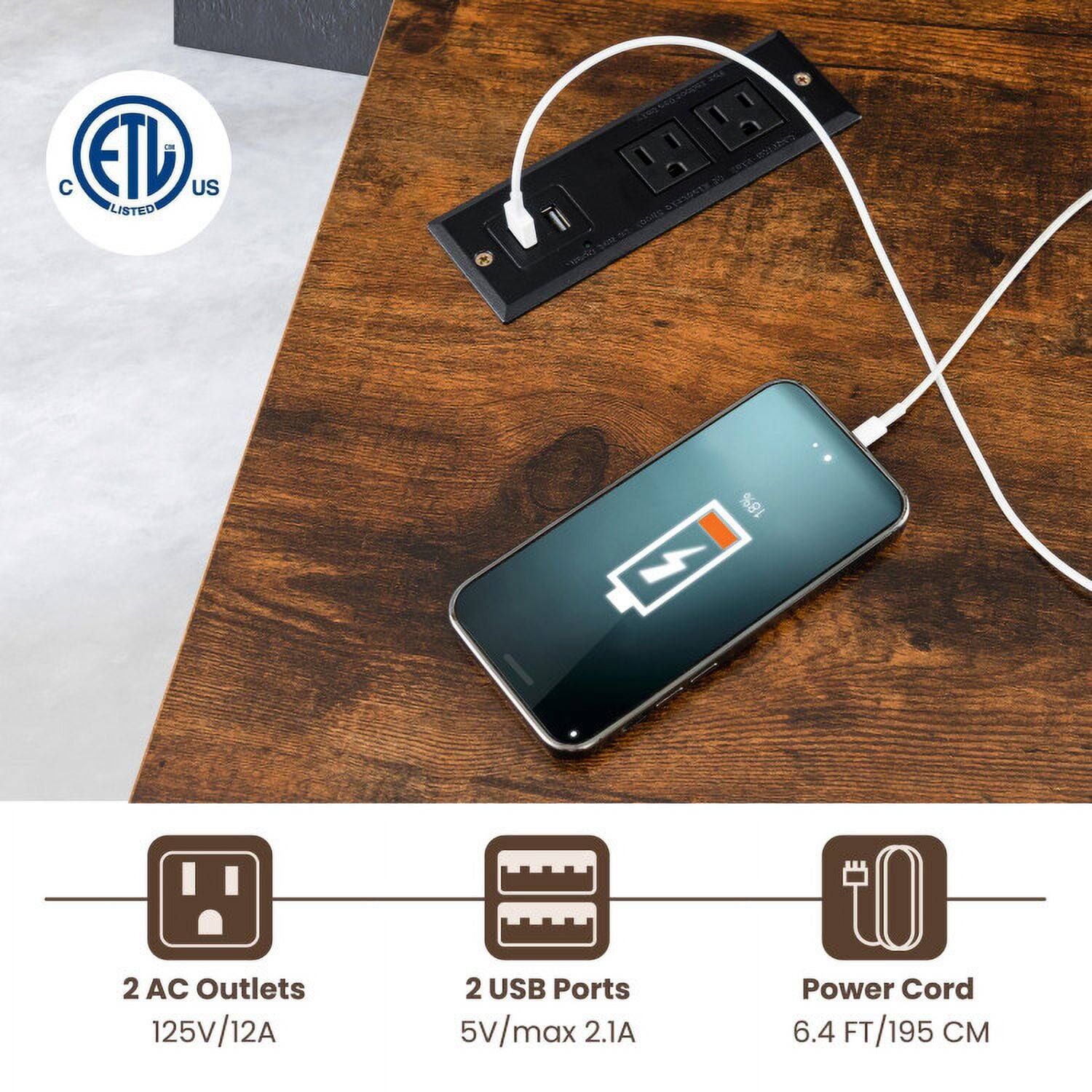 - C ETL US LISTED
- 2 AC Outlets 125V/12A
- 2 USB Ports 5V/max 2.1A
- Power Cord 6.4 FT/195 CM