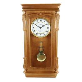 Bedford Clock Collection - Chiming Pendulum Wall Clock - Golden Oak