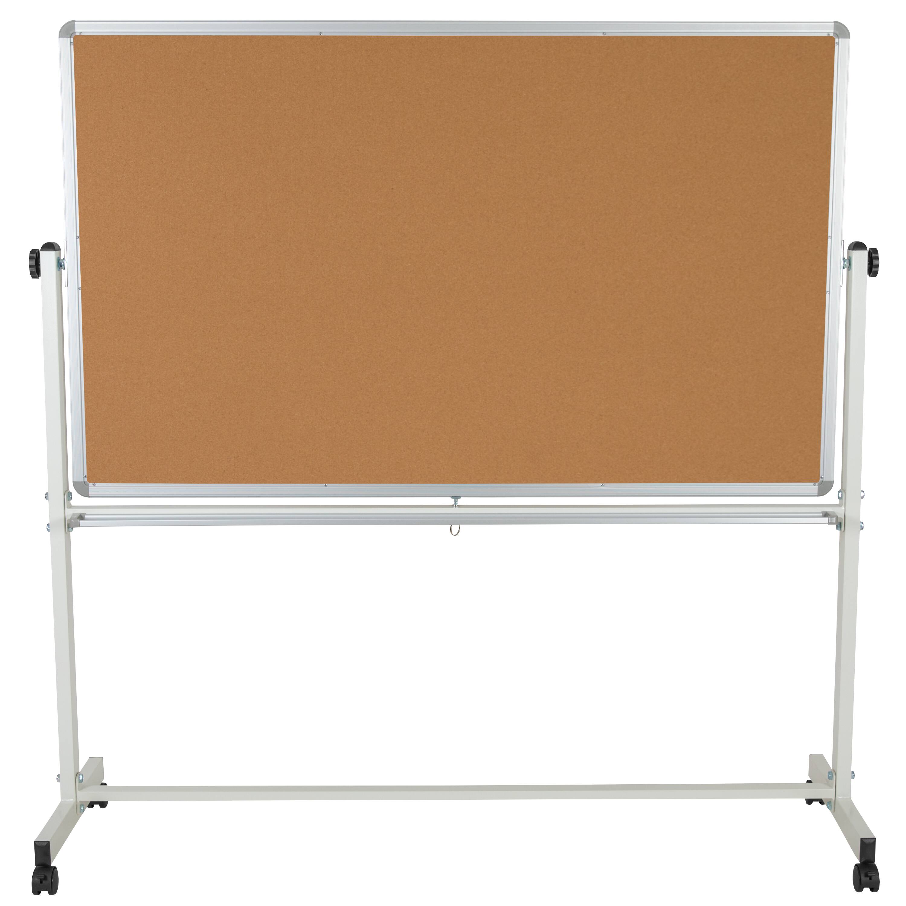 Alt View 5. Emma + Oliver - Reversible Mobile Cork Bulletin Board and White Board Stand with Pen Tray - Natural/White.