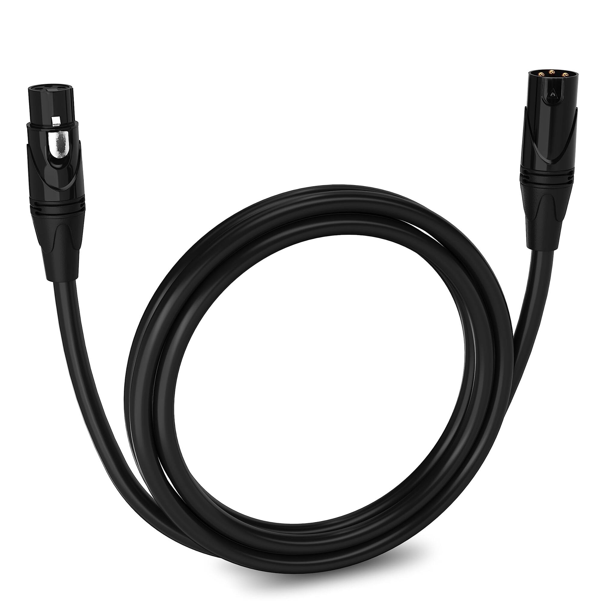 Front. Lyxpro - Quad Series 6 ft XLR Cable, Male to Female 4-Conductor Balanced Microphone Cable - Black.
