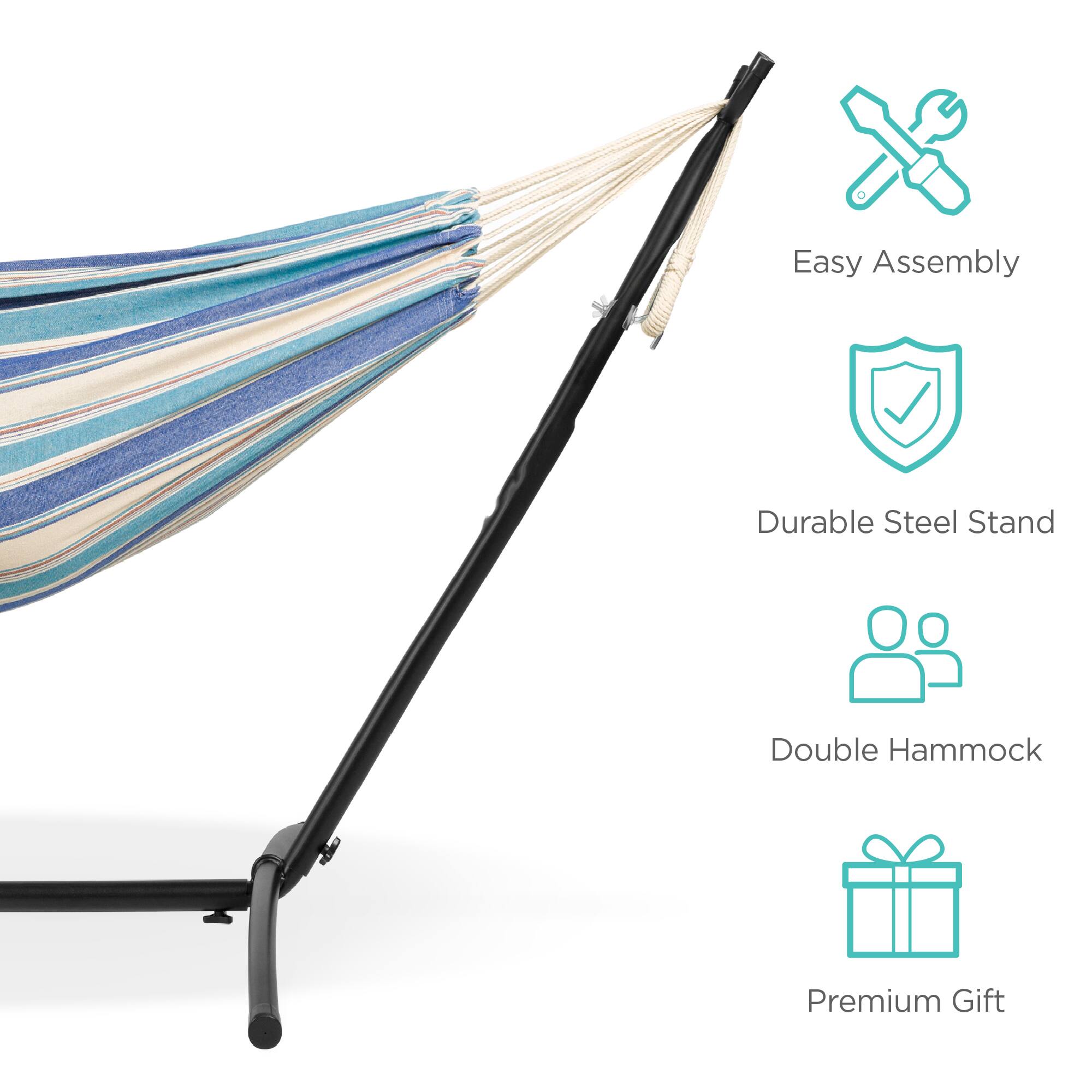 Easy Assembly  
Durable Steel Stand  
Double Hammock  
Premium Gift