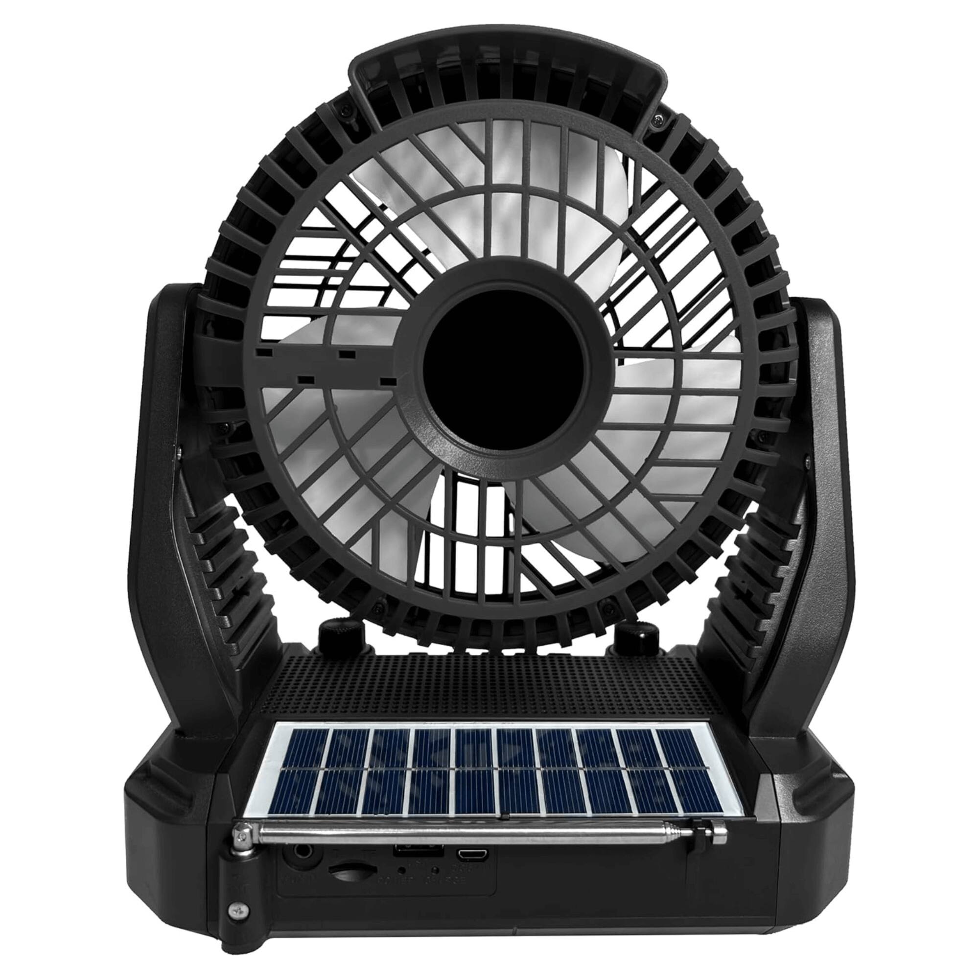 Alt View 1. Supersonic - Solar-Powered BT Speaker with FM Radio, LED Flashlight & Fan - Black.