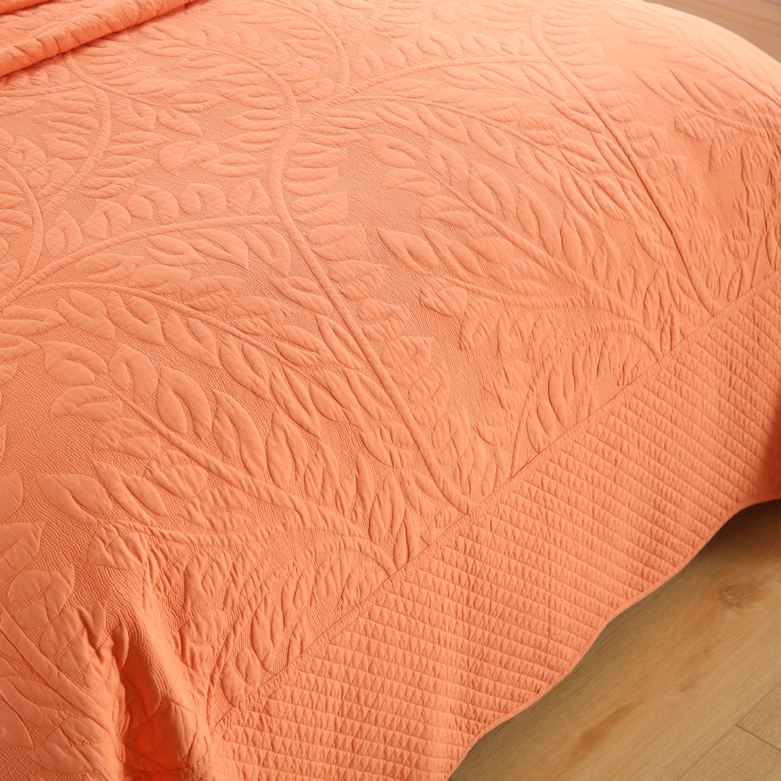Back. MarCielo - Marcielo 2/3 Piece 100% Cotton Oversized Bedspread Lightweight Quilt Set - Salmon.