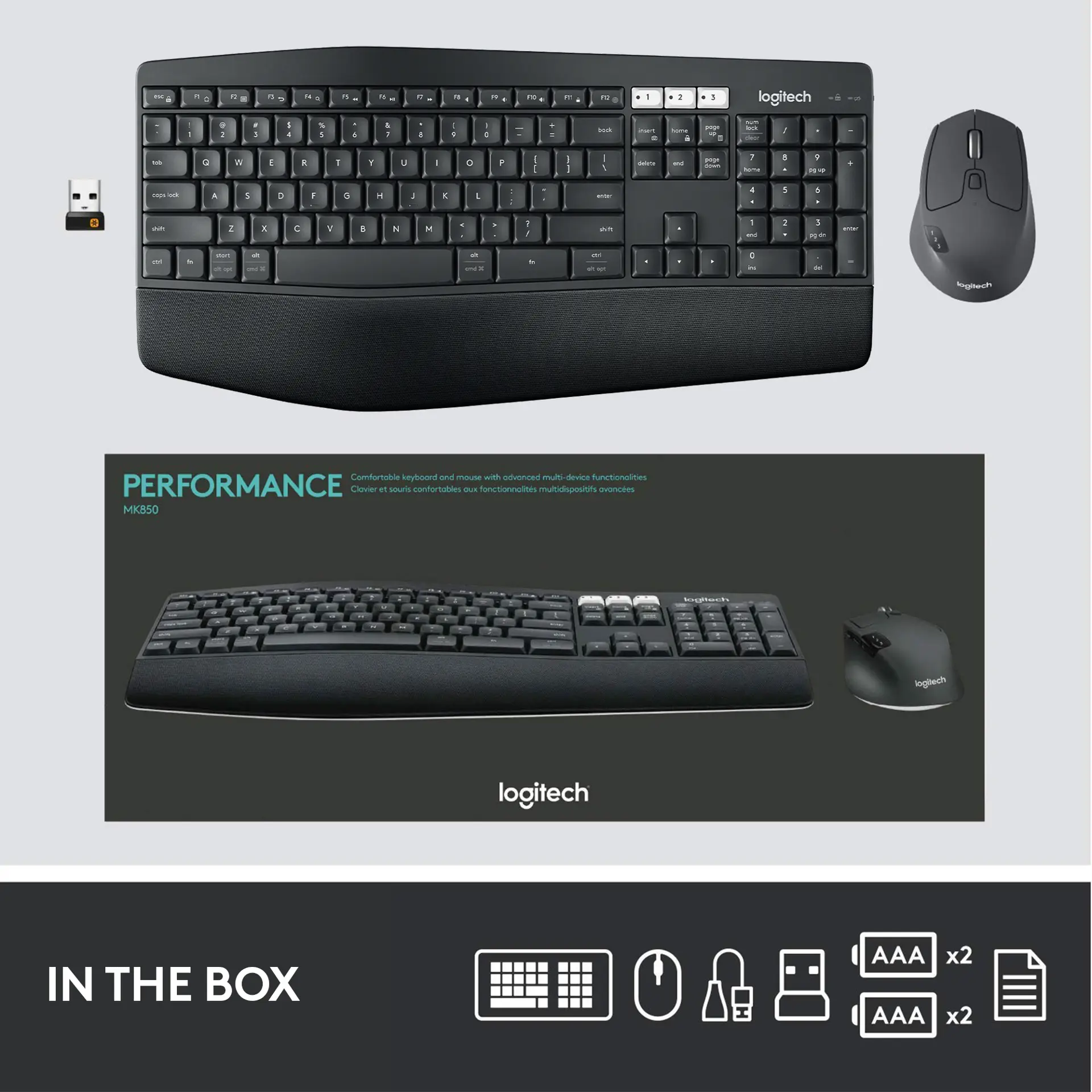 Logitech MK850 Performance Full size Wireless Keyboard and Mouse Combo for  PC and Mac Black 920-008219 - Open Box - Best Buy