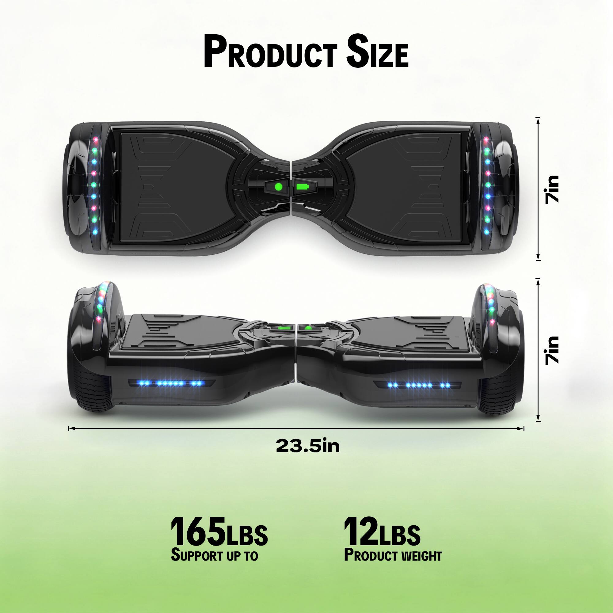 PRODUCT SIZE  
7in  
7in  
23.5in  
165LBS SUPPORT UP TO  
12LBS PRODUCT WEIGHT