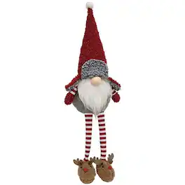 BreeBe - Fuzzy Red Gnome with Reindeer Slippers - Multi