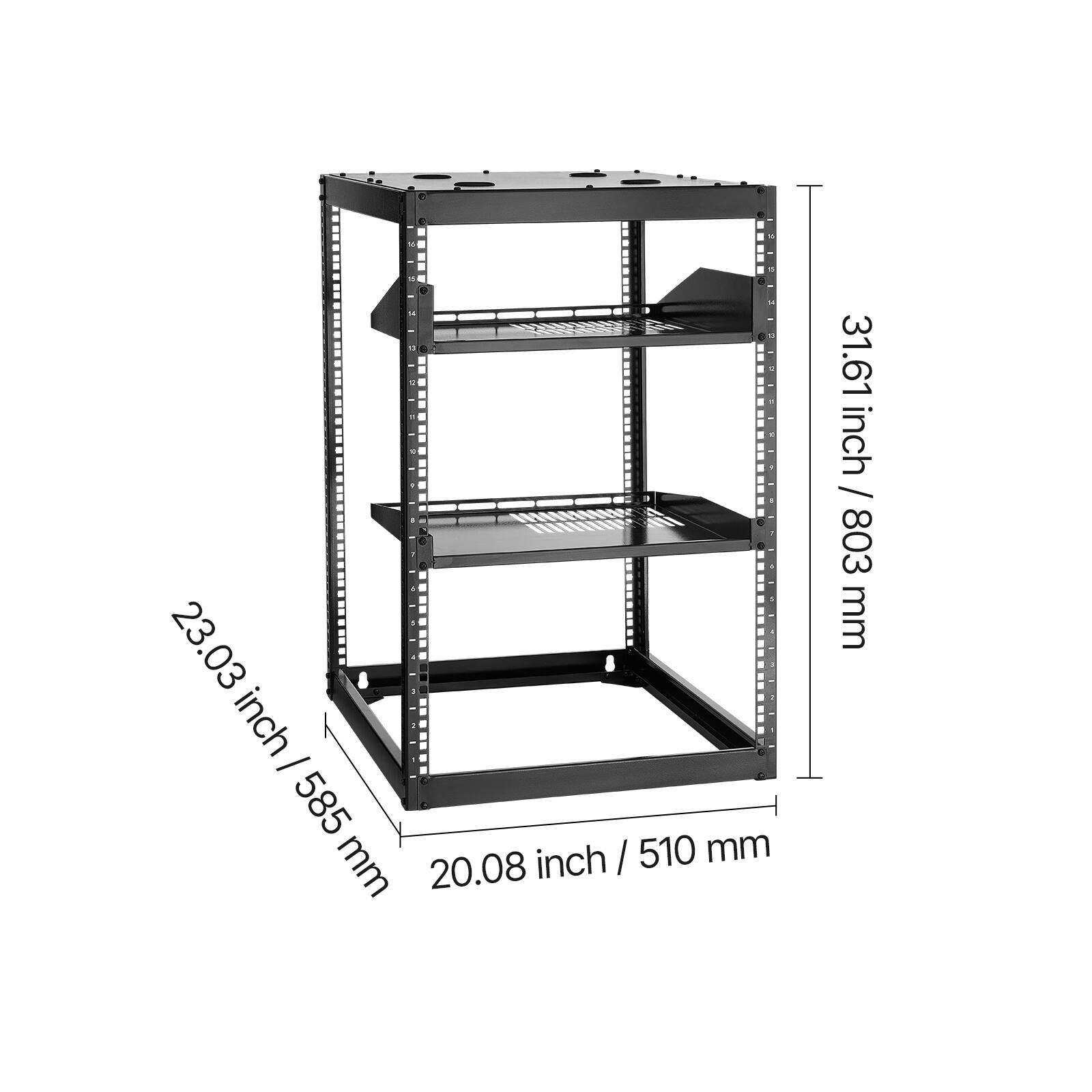 1. 23.03 inch / 585 mm  
2. 20.08 inch / 510 mm  
3. 31.61 inch / 803 mm